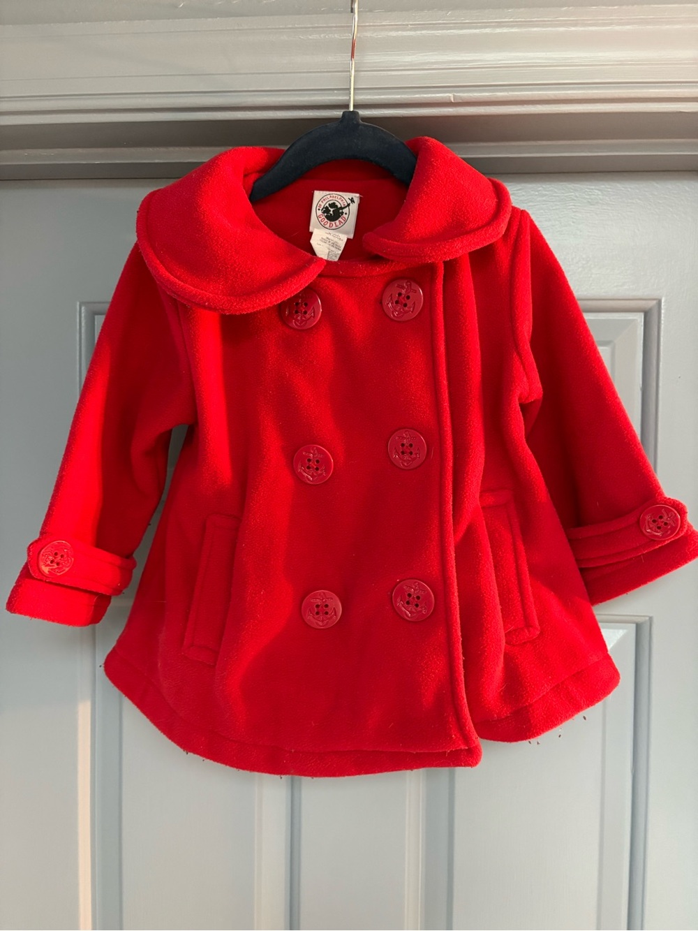 Girls (24 months) Red Fleece Double-Breasted Peacoat Jacket